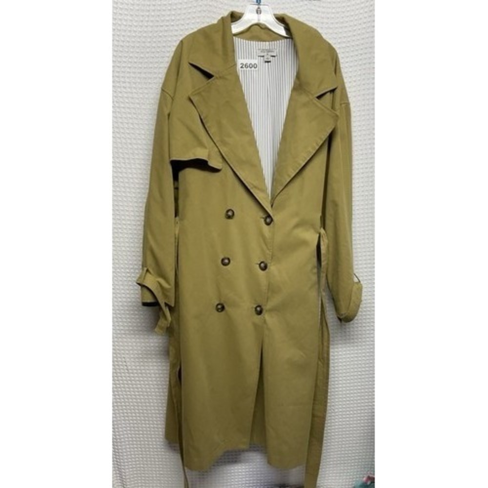 Nili Lontan Khaki Lined Pleated Back Belted Trench Coat Oversized Women 4X China